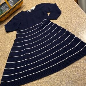 NWT Bravissimo Navy Blue & White Ribbed Darcy Dress US Size 4